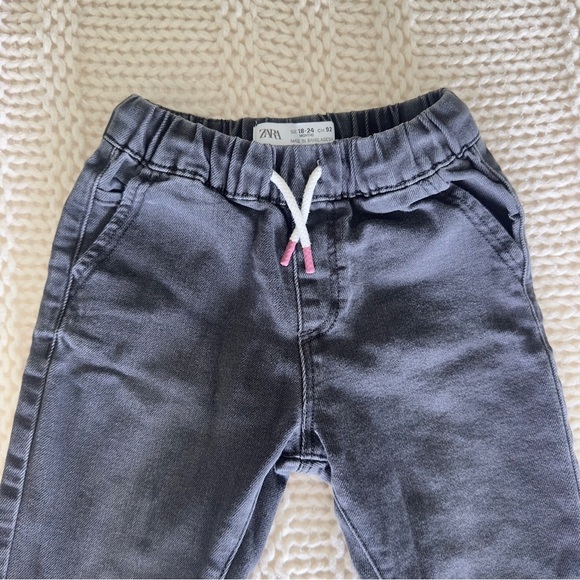 Zara Gray Jogger Jeans Elastic Comfort Baby 18-24 Months - Picture 3 of 5